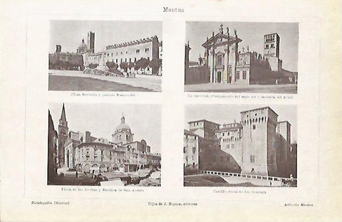 LAMINA ESPASA 4000: Vistas de Mantua Italia