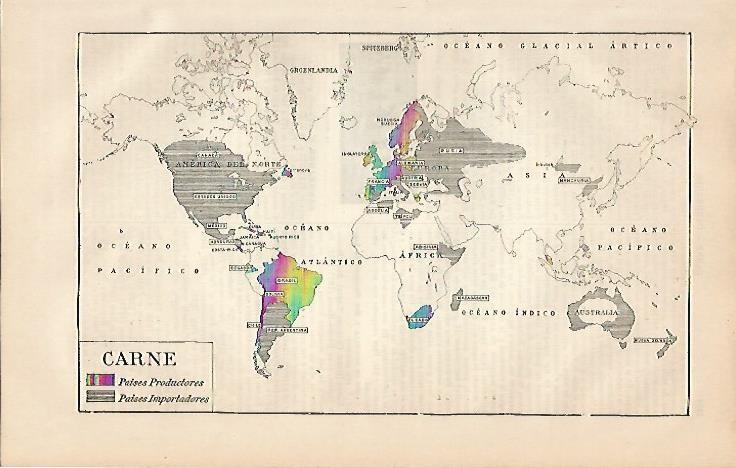 LAMINA ESPASA 4344: Mapa mundial de carne