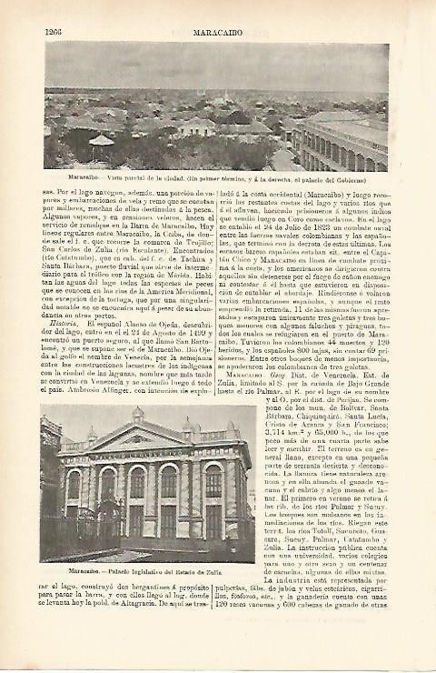 LAMINA ESPASA 4040: Vista parcial de Maracaibo (Venezuela)