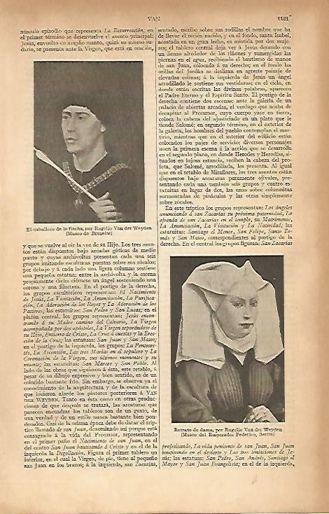 LAMINA ESPASA 4849: El caballero de la flecha por Van der Weyden