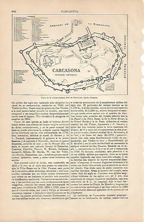 LAMINA ESPASA 4299: Plano de Carcassone Francia