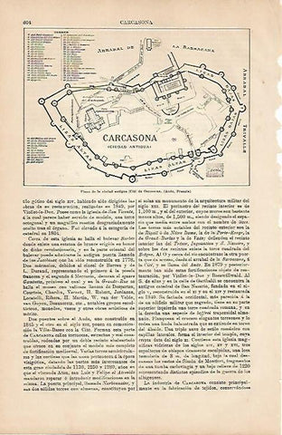 LAMINA ESPASA 4299: Plano de Carcassone Francia