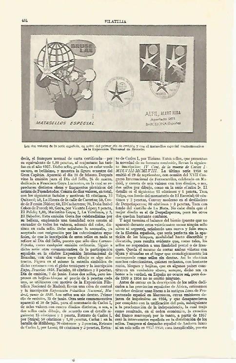 LAMINA ESPASA 21639: Sobre y matasellos de la Exposicion Universal de Bruselas