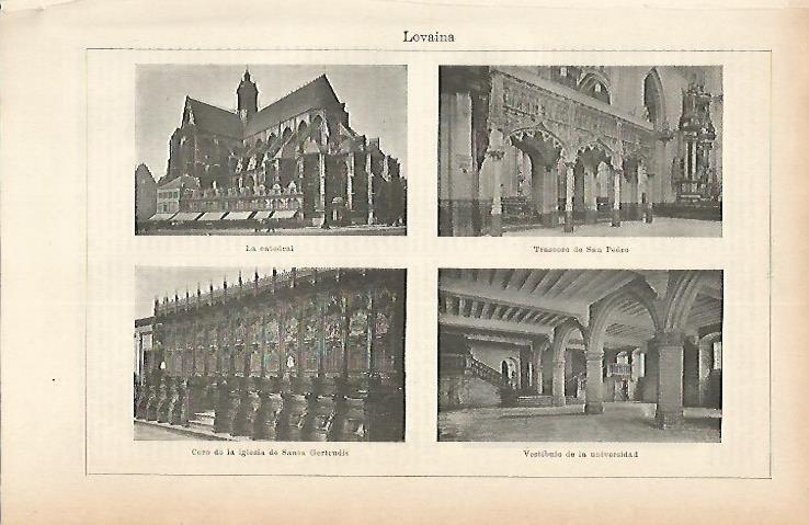 LAMINA ESPASA 1851: Vistas de Lovaina Belgica