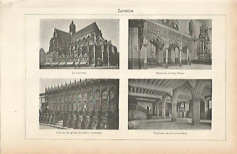 LAMINA ESPASA 1851: Vistas de Lovaina Belgica