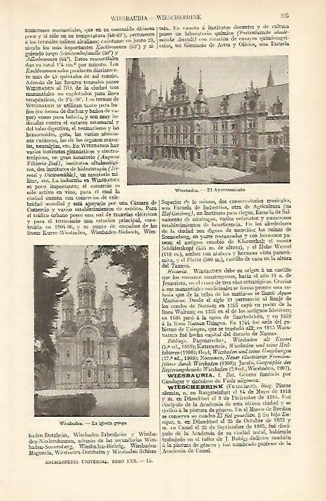 LAMINA ESPASA Alemania 1567: Vistas de Wiesbaden Alemania