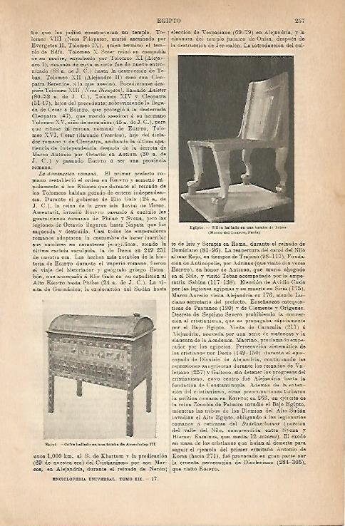 LAMINA ESPASA 6792: Silla y cofre de tumbas de Tebas. Egipto