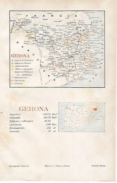 LAMINA ESPASA 24954: Mapa de la provincia de Girona