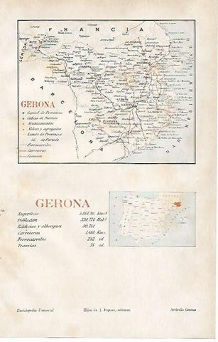 LAMINA ESPASA 24954: Mapa de la provincia de Girona