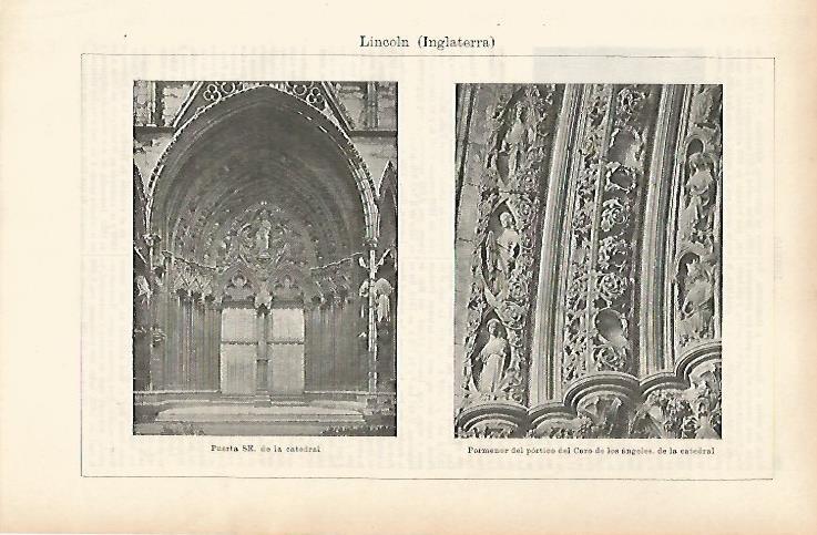 LAMINA ESPASA 25709: Detalles de la catedral de Lincoln Inglaterra