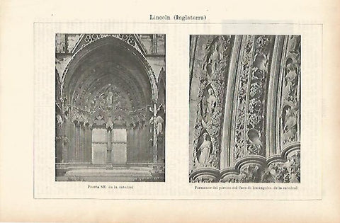 LAMINA ESPASA 25709: Detalles de la catedral de Lincoln Inglaterra