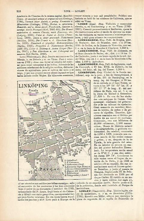 LAMINA ESPASA 25721: Plano de Linkoping Suecia