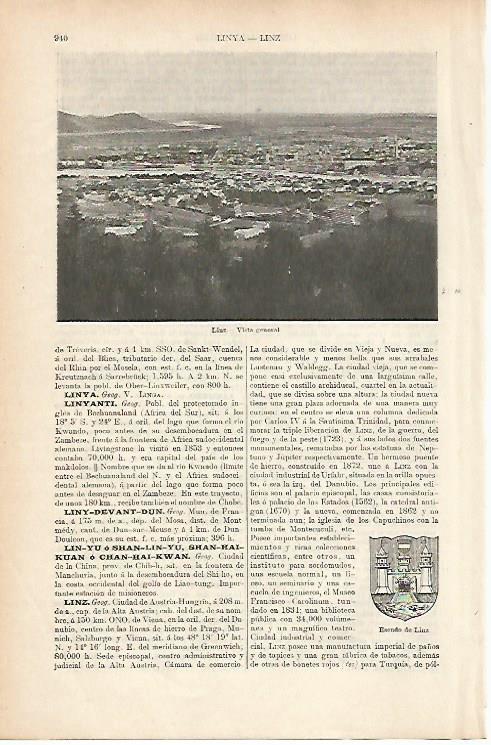 LAMINA ESPASA 25729: Vista de Linz Austria