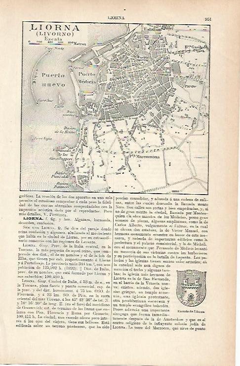 LAMINA ESPASA 25733: Plano de Liorna Italia