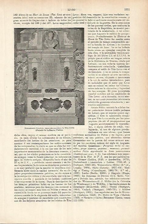 LAMINA ESPASA 25786: Sepulcro de Tito Livio