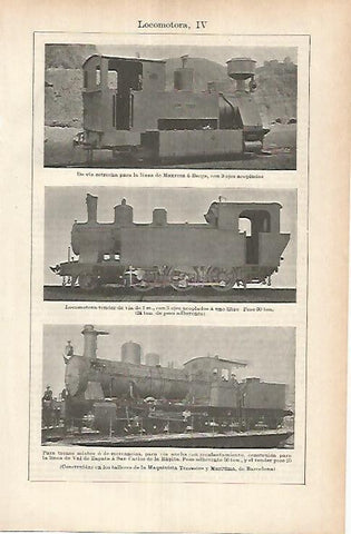 LAMINA ESPASA 25801: Locomotoras construidas en La Maquinista de Barcelona
