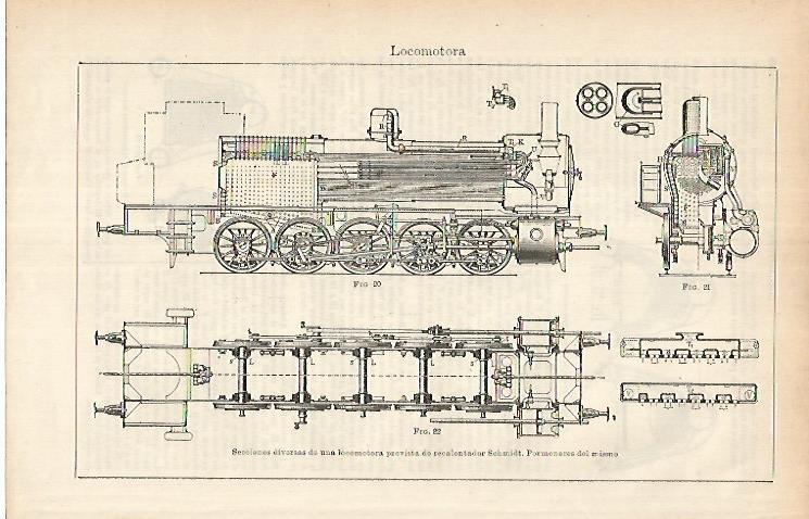 LAMINA ESPASA 25803: Seccion de locomotora con reclaentador Schmidt
