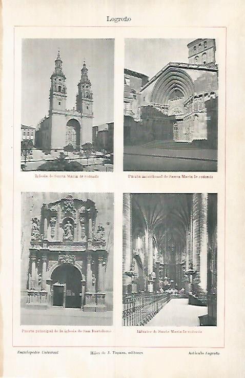LAMINA ESPASA 25834: Iglesia de Santa Maria en Logroño