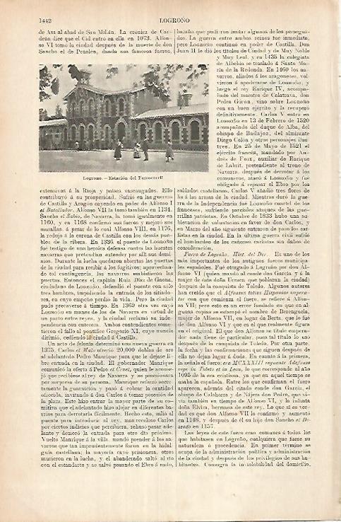 LAMINA ESPASA 25835: Estacion del Ferrocarril de Logroño