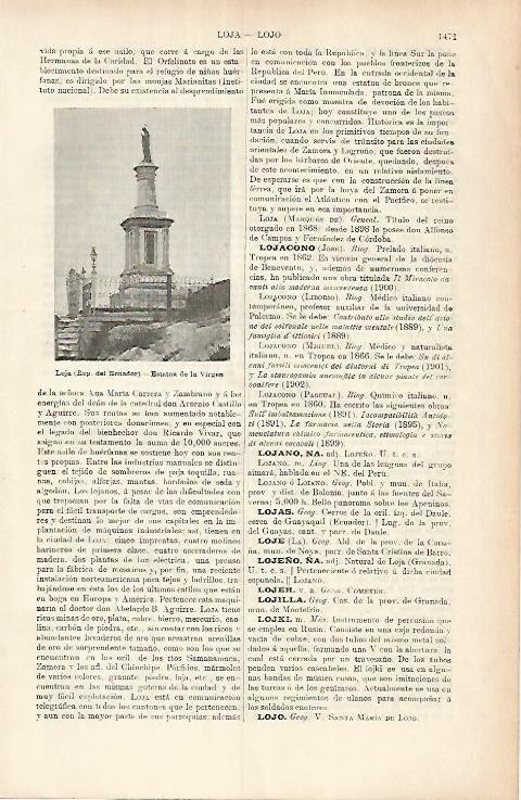 LAMINA ESPASA 25842: Estatua de la Virgen en Loja Ecuador