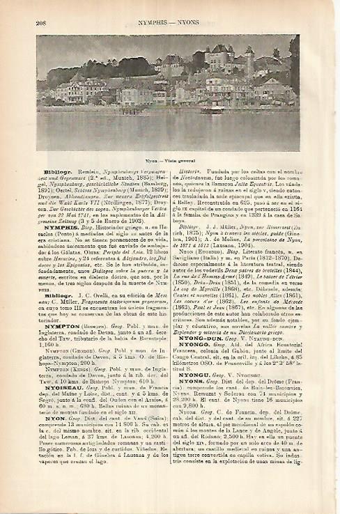 LAMINA ESPASA 25870: Vista de Nyon Suiza