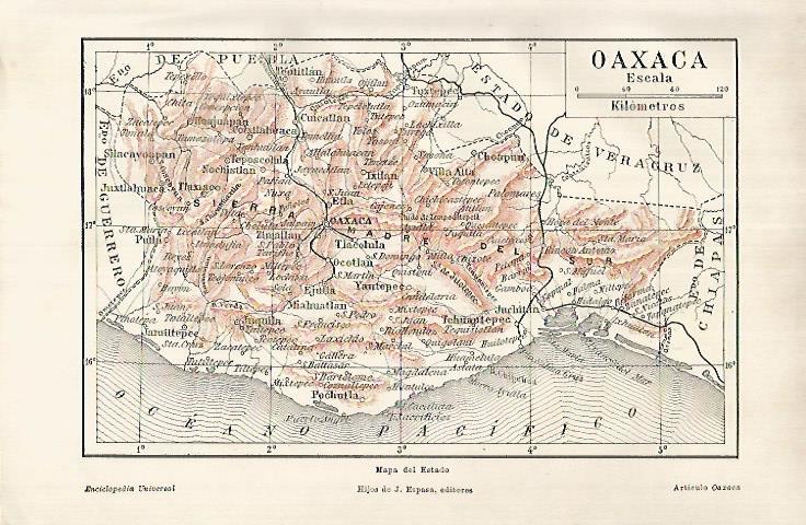 LAMINA ESPASA 25876: Mapa de Oaxaca