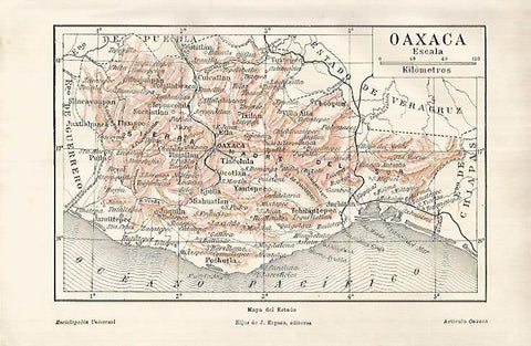 LAMINA ESPASA 25876: Mapa de Oaxaca