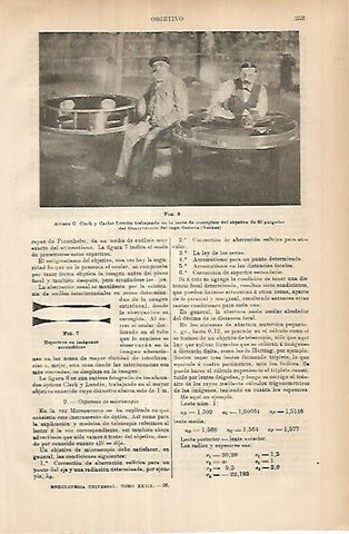 LAMINA ESPASA 25893: A. G. Clark y C. Lundin trabajando en la lente de crounglass en Yerkes