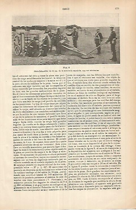 LAMINA ESPASA 25917: Obus Schneider de la artilleria española