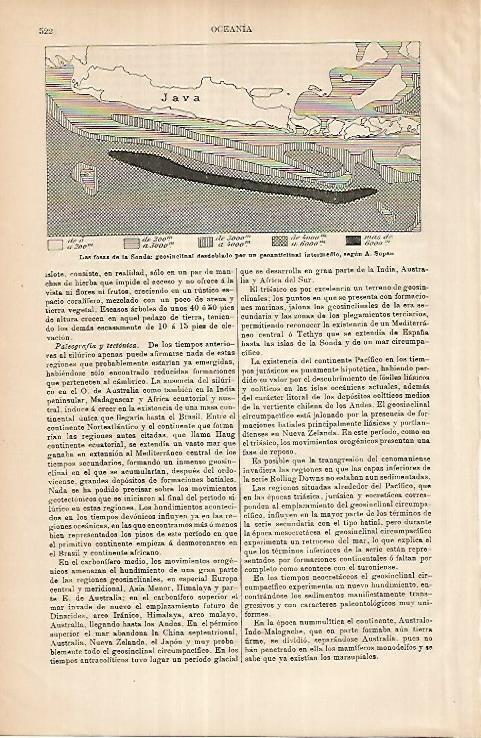 LAMINA ESPASA 25931: Las fosas de la Sonda segun A. Supan
