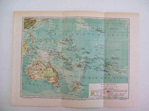 LAMINA ESPASA 25932: Mapa geologico de Oceania