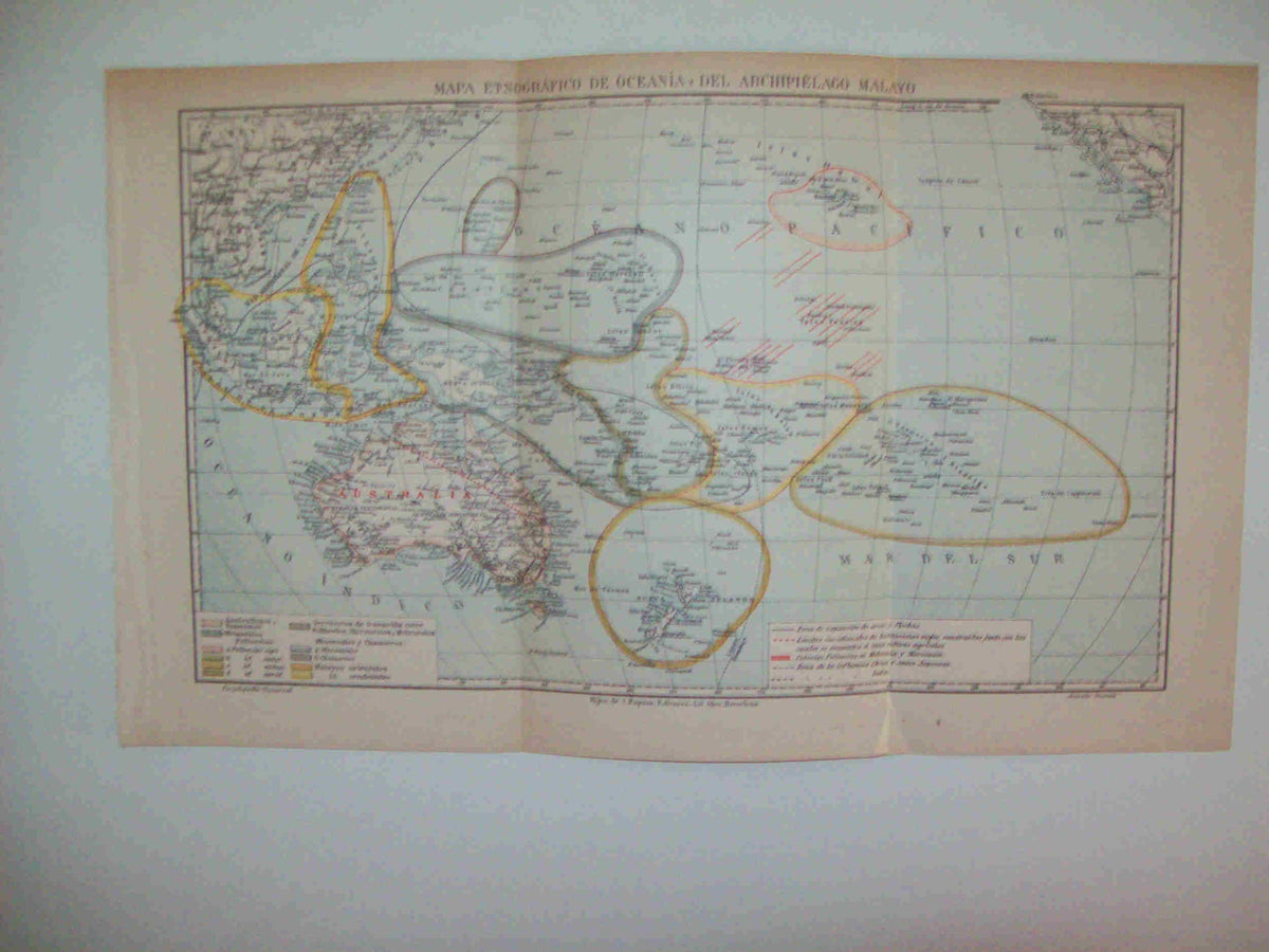 LAMINA ESPASA 25936:Mapa etnografico de Oceania