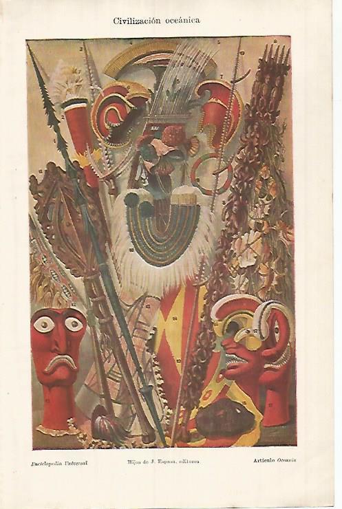 LAMINA ESPASA 25939: Objetos indigenas de Oceeania