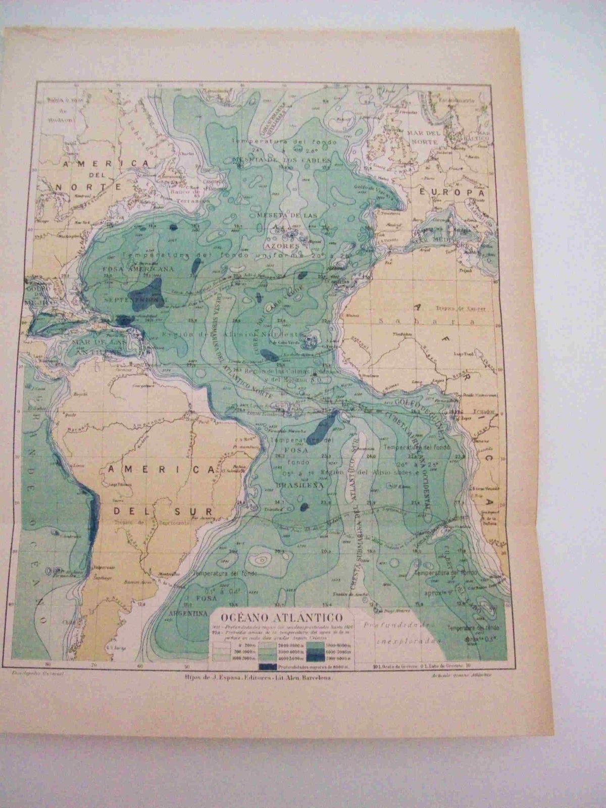 LAMINA ESPASA 25941: Mapa del Oceano Atlantico