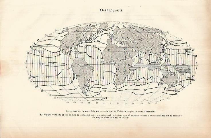 LAMINA ESPASA 25948: Isotermas de la superficie de los oceanos