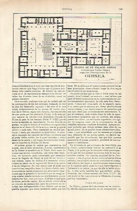 LAMINA ESPASA 25972: Planta de un edificio griego siguiendo la Odisea