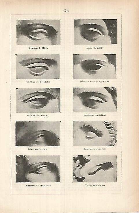 LAMINA ESPASA 25995: Detalles de ojos de esculturas de Grecia