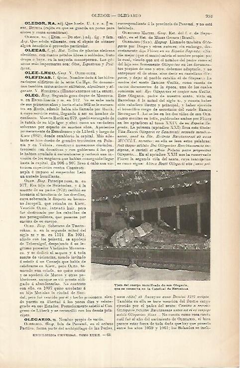LAMINA ESPASA 26005: San Oligario en la Catedral de Barcelona
