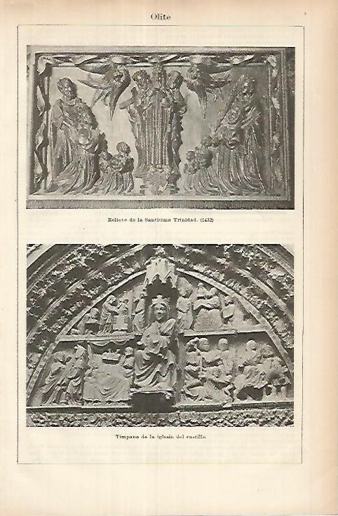 LAMINA ESPASA 26017: Relieve y timpano de la Iglesia del castillo de Olite Navarra