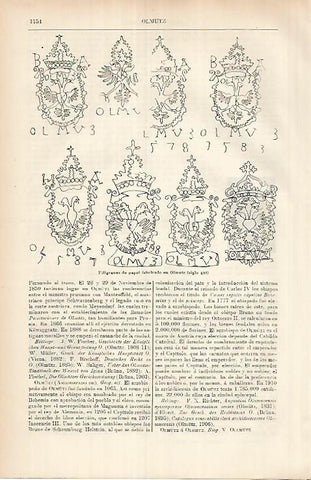 LAMINA ESPASA 26035: Filigranas de papel fabricado en Olmutz del siglo XVI