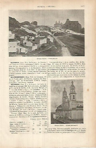 LAMINA ESPASA 26040: Vista e iglesia de Olivera Cadiz