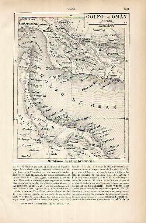 LAMINA ESPASA 26043: Mapa del Golfo de Oman