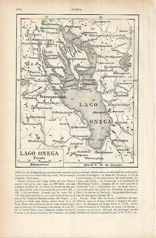 LAMINA ESPASA 26052: Mapa del Lago Onega