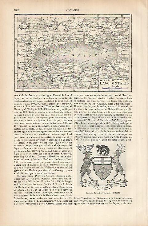 LAMINA ESPASA 26054: Mapa del Lago Ontario