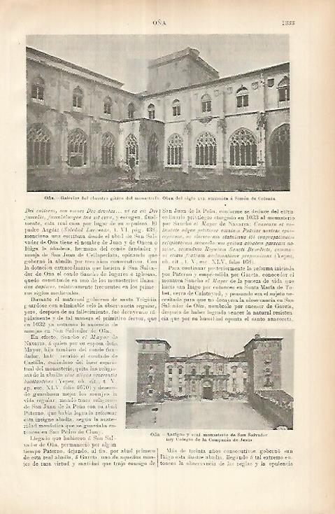 LAMINA ESPASA 26059: Monasterio de Oña Burgos