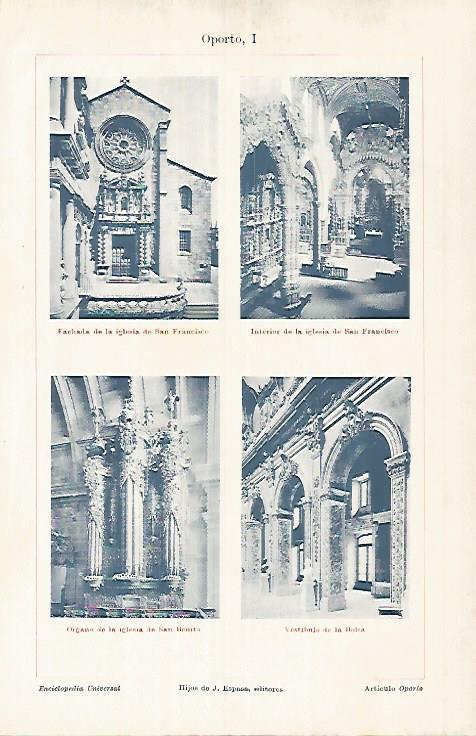 LAMINA ESPASA 26074: Iglesia de San Benito y San Francisco en Oporto Portugal