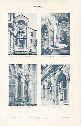 LAMINA ESPASA 26074: Iglesia de San Benito y San Francisco en Oporto Portugal