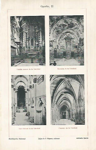 LAMINA ESPASA 26075: Interiores de la Catedral de Oporto Portugal