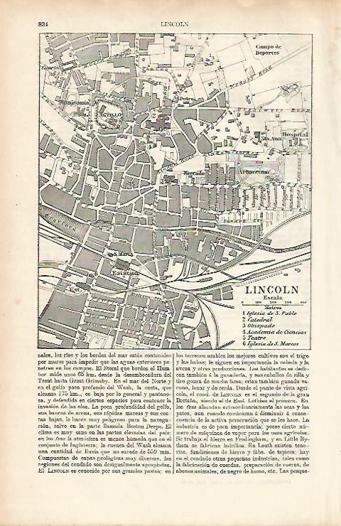 LAMINA ESPASA 26083: Plano de Lincoln Inglaterra