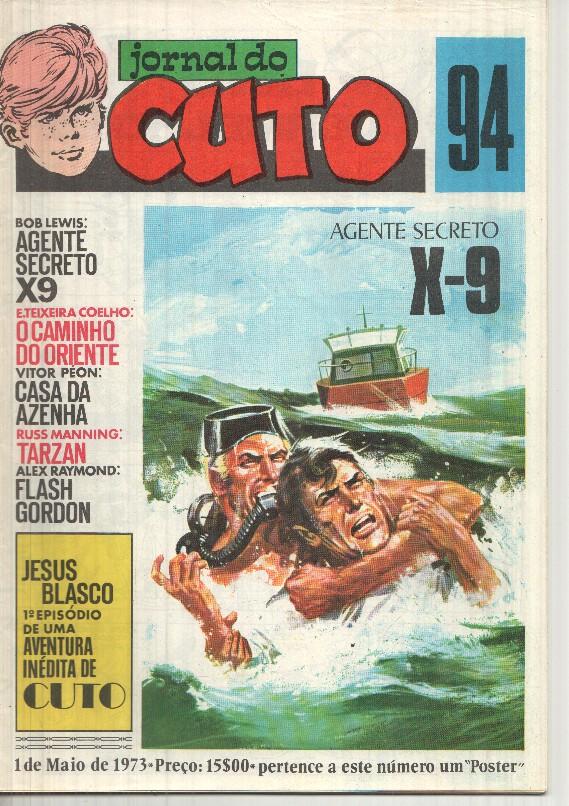 Jornal do Cuto numero 094: Agente Secreto X9 (aventura larga completa), Tarzan, Cuto,  Principe Valiente, Falcao Negro, Flash Gordon, 